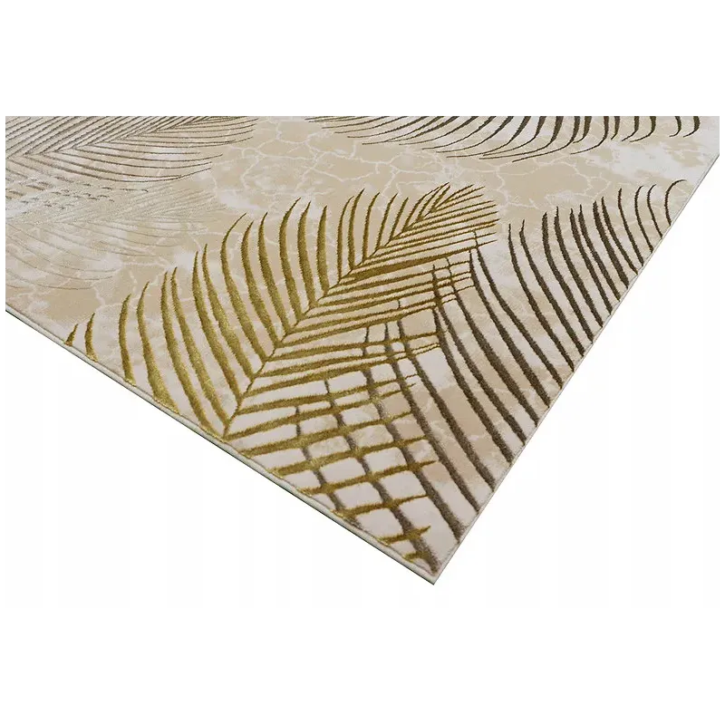 Dywan nowoczesny beżowy krem liście