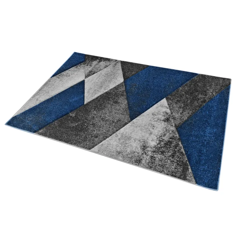 Dywan geometryczny szary + granat