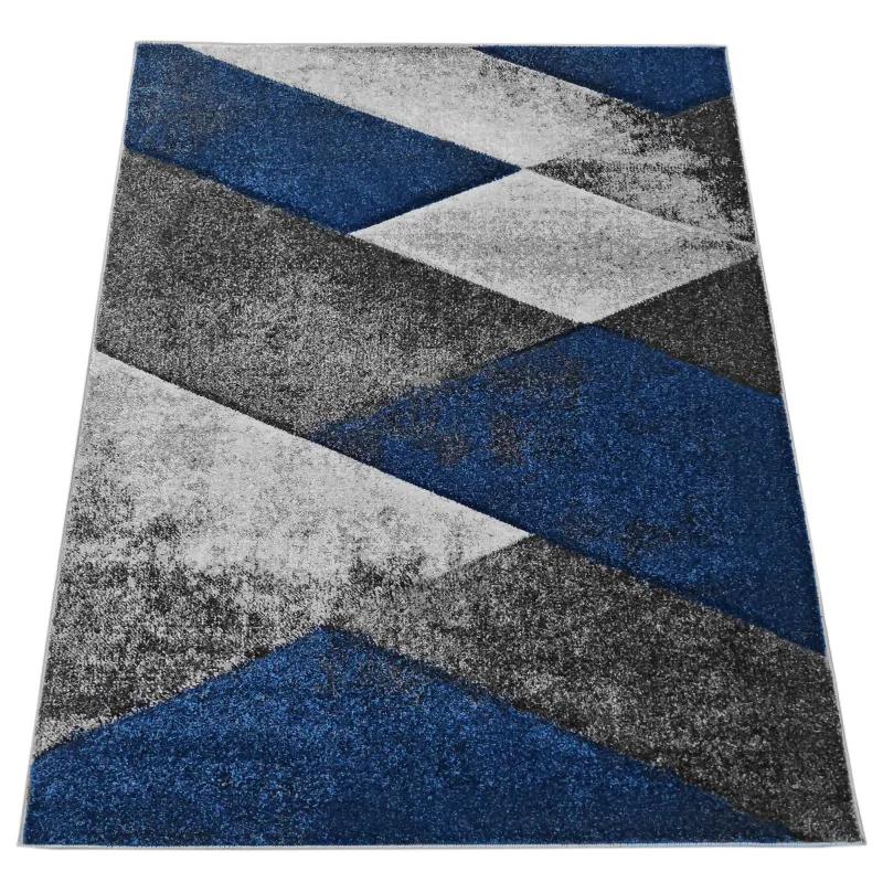 Dywan geometryczny szary + granat