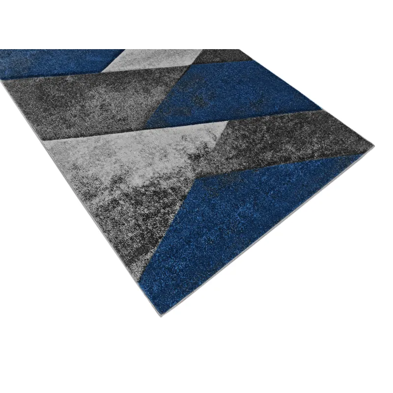 Dywan geometryczny szary + granat