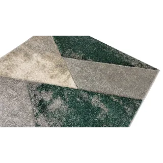 Dywan geometryczny zielony + szary + beżowy