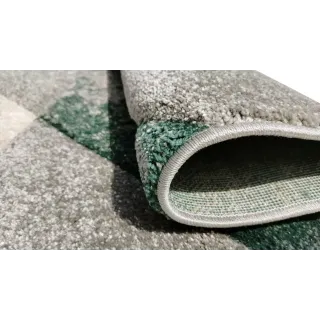 Dywan geometryczny zielony + szary + beżowy