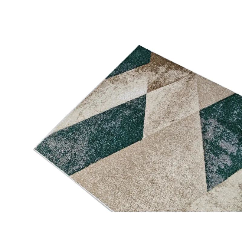 Dywan geometryczny zielony + beżowy