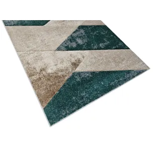 Dywan geometryczny zielony + beżowy