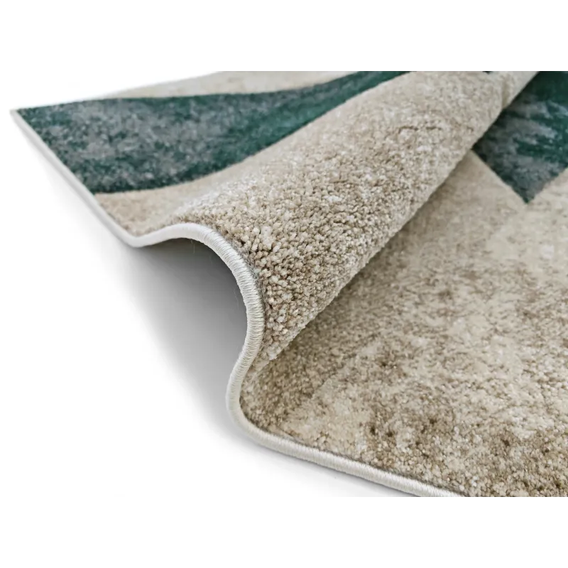 Dywan geometryczny zielony + beżowy