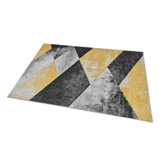 Dywan geometryczny szary + żółty