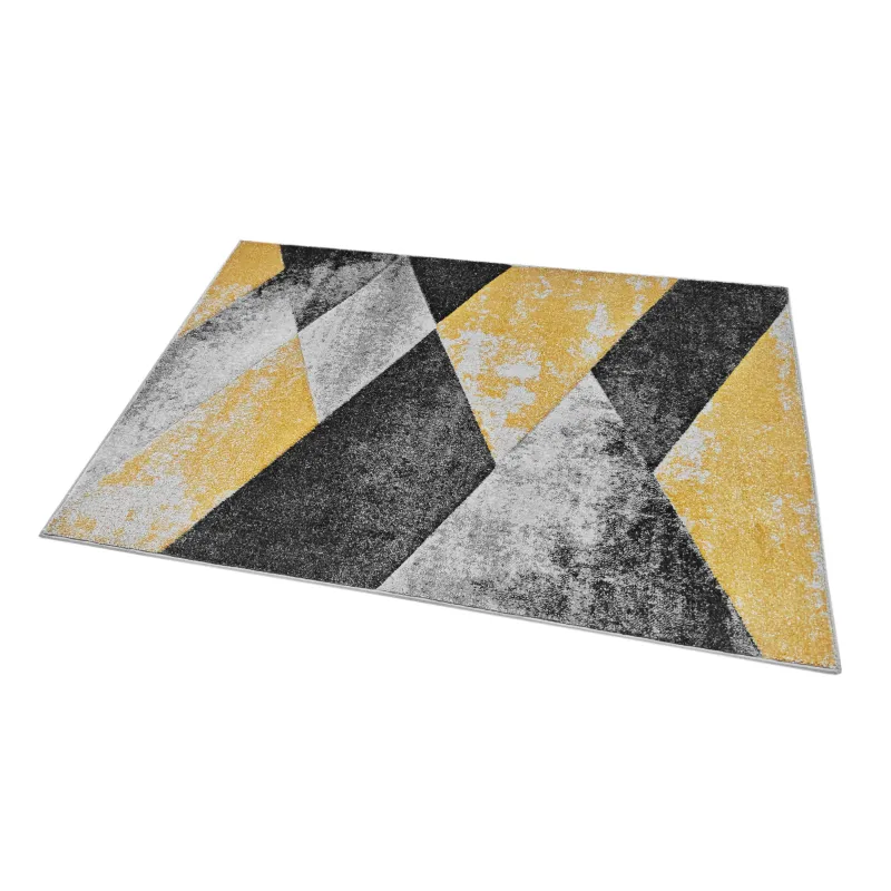 Dywan geometryczny szary + żółty