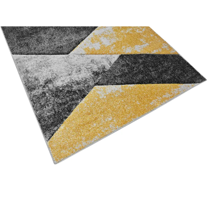 Dywan geometryczny szary + żółty
