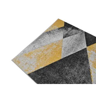 Dywan geometryczny szary + żółty