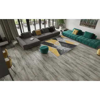 Dywan geometryczny szary + żółty