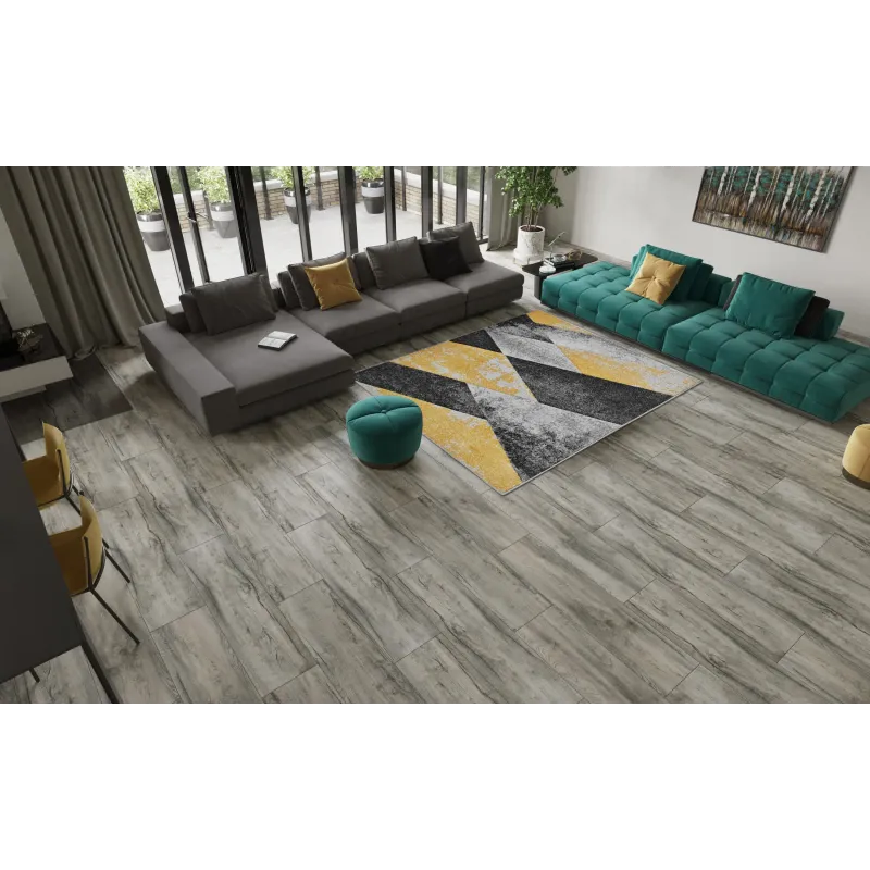 Dywan geometryczny szary + żółty