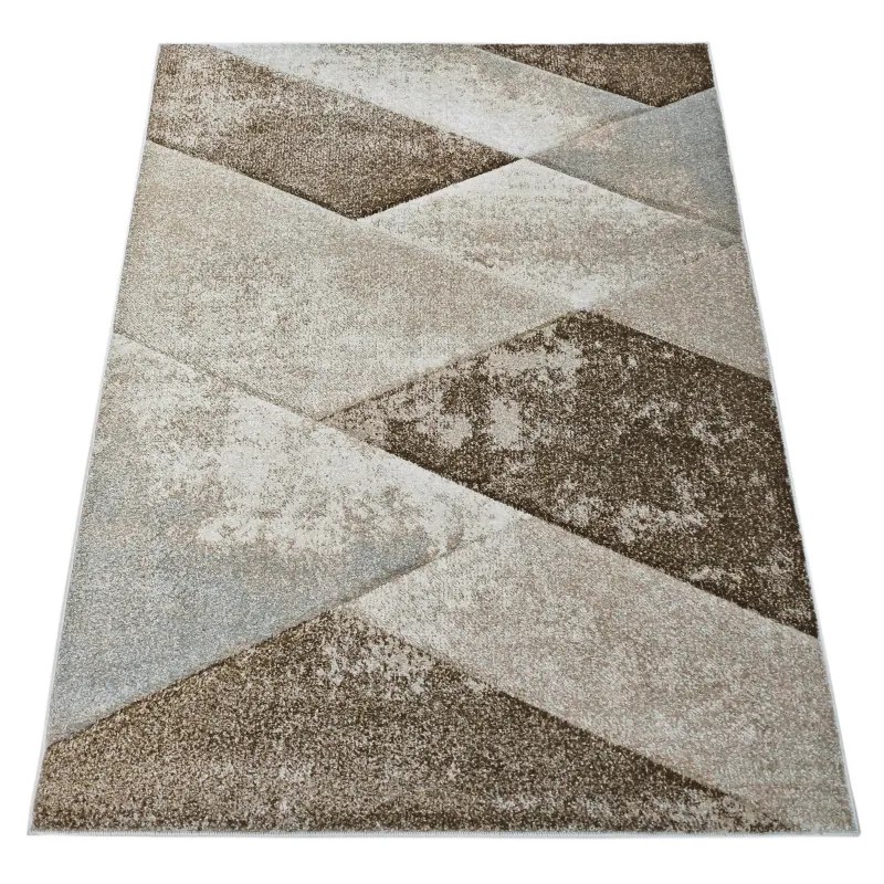 Dywan geometryczny beżowy + brązowy