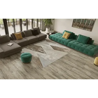 Dywan geometryczny beżowy + brązowy