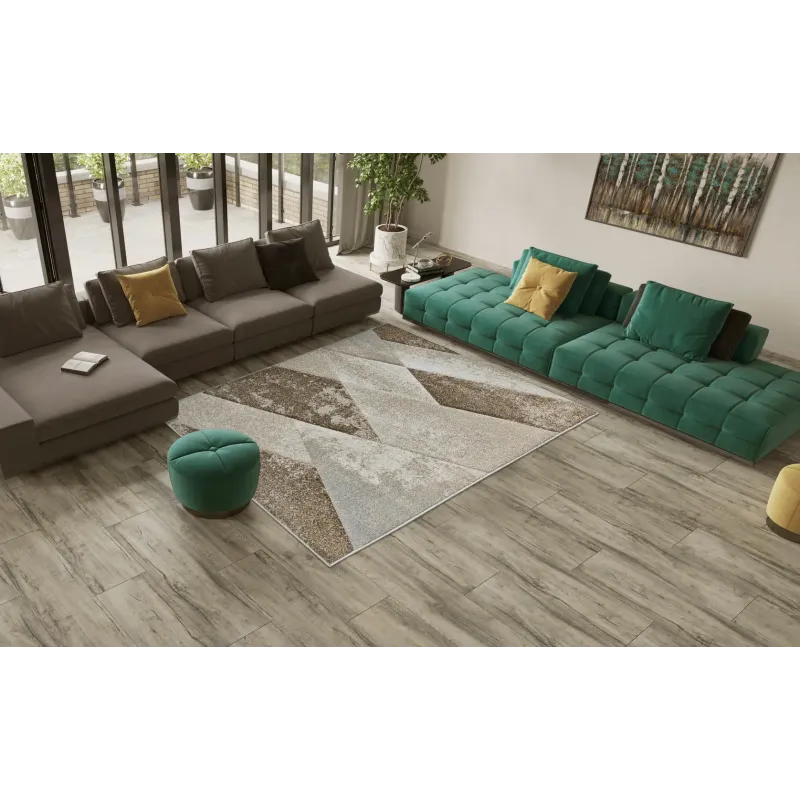 Dywan geometryczny beżowy + brązowy