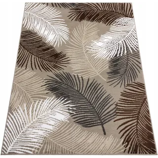 Beżowy budżetowy dywan liście
