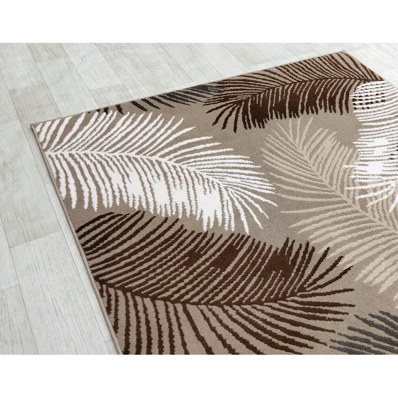 Beżowy budżetowy dywan liście