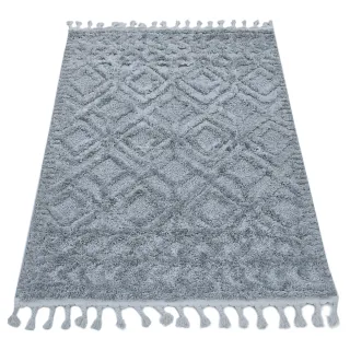 Dywan boho szary z frędzlami