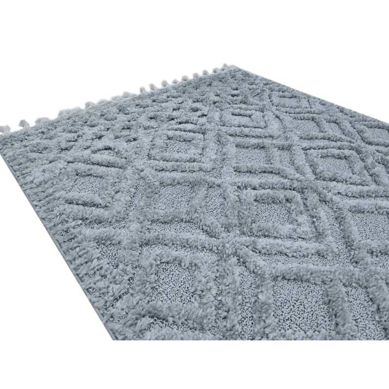 Dywan boho szary z frędzlami