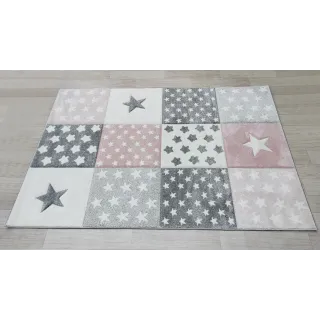 Dywan gwiazdki szary + różowy