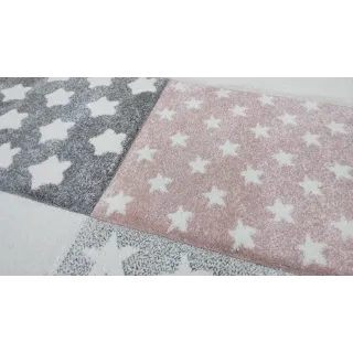 Dywan gwiazdki szary + różowy