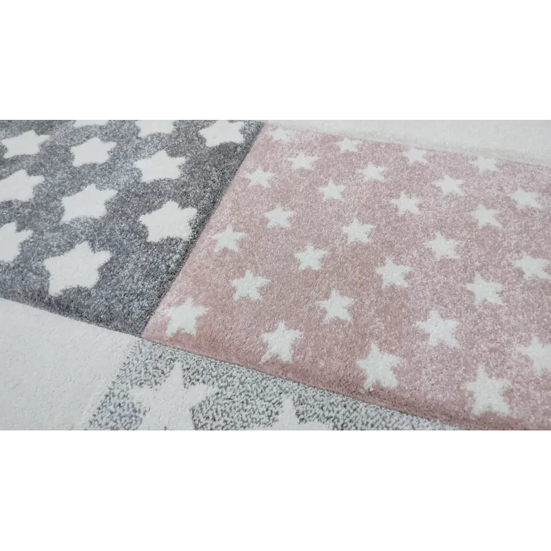 Dywan gwiazdki szary + różowy