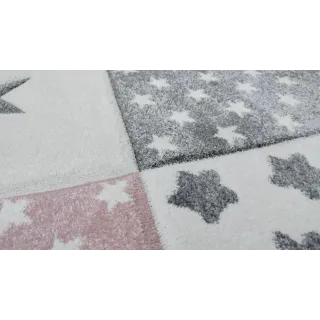 Dywan gwiazdki szary + różowy