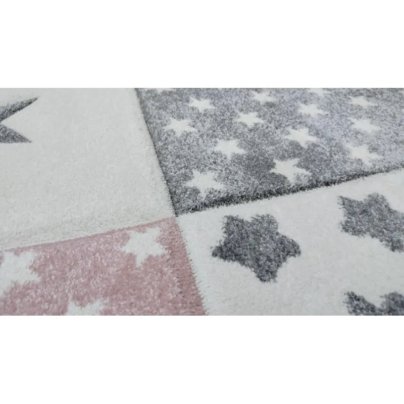 Dywan gwiazdki szary + różowy