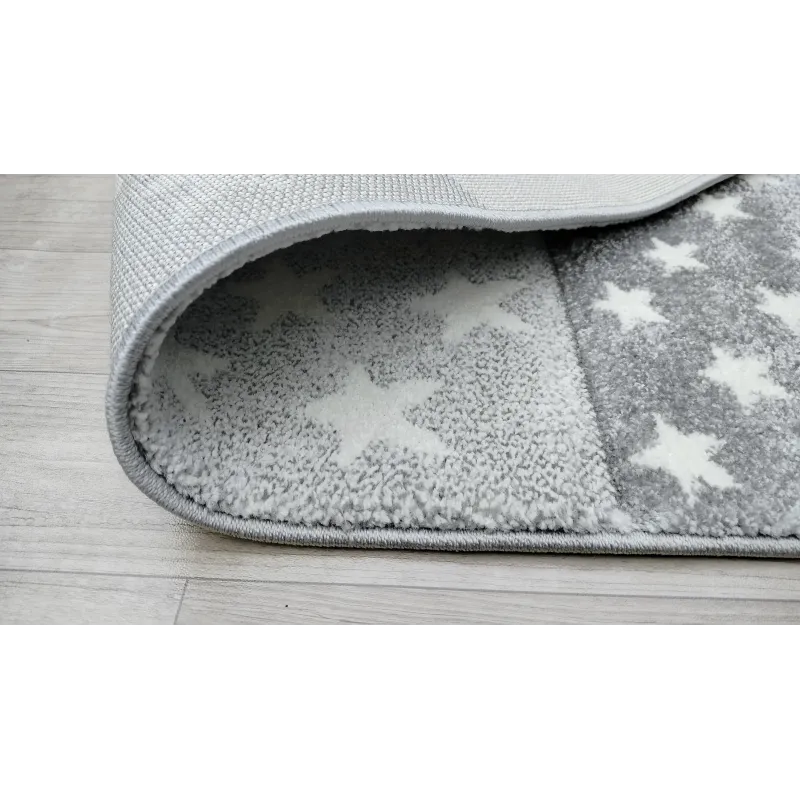 Dywan gwiazdki szary + różowy