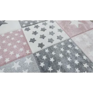 Dywan gwiazdki szary + różowy