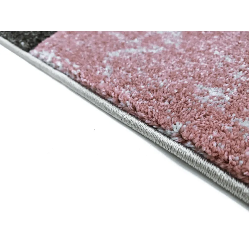 Dywan geometryczny szary + różowy