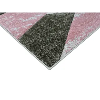 Dywan geometryczny szary + różowy