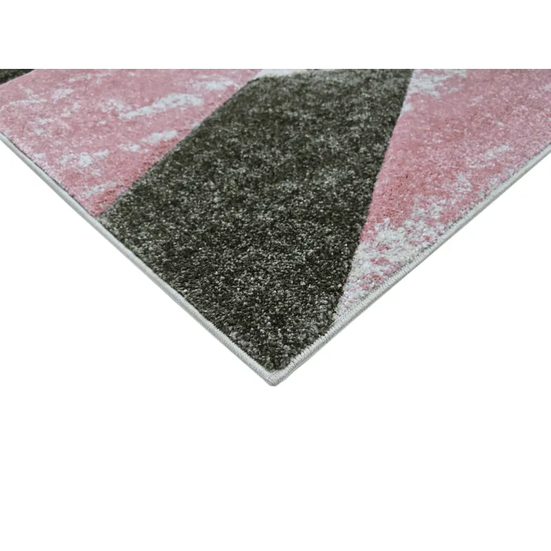 Dywan geometryczny szary + różowy