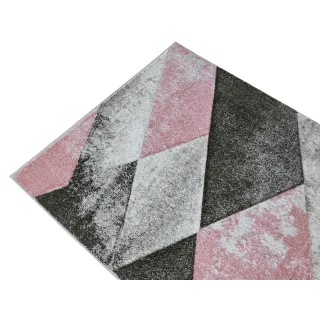 Dywan geometryczny szary + różowy