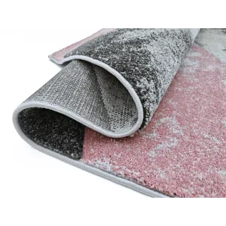 Dywan geometryczny szary + różowy