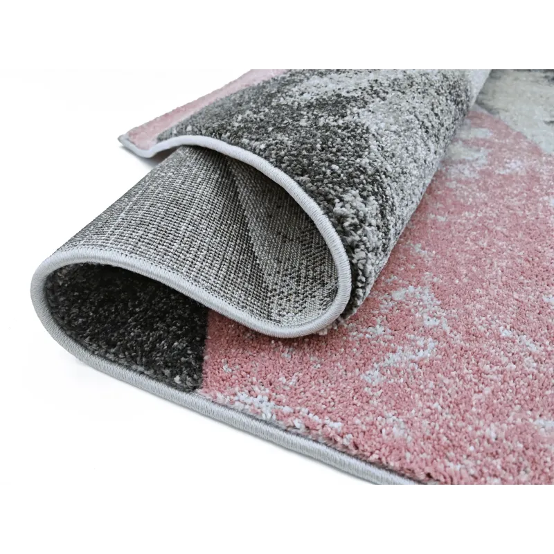 Dywan geometryczny szary + różowy