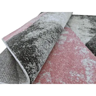 Dywan geometryczny szary + różowy