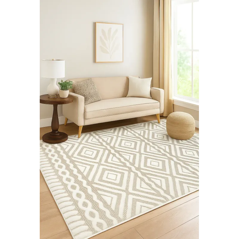 Budżetowy dywan boho beżowy