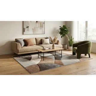 Dywan geometryczny beżowy nowoczesny