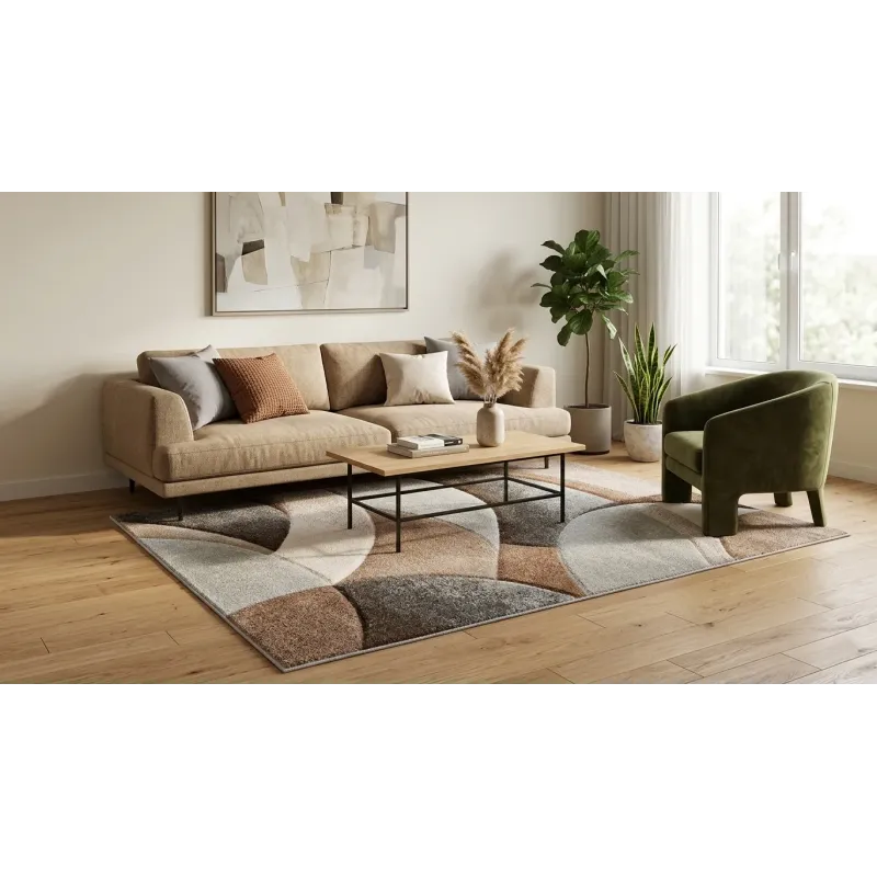 Dywan geometryczny beżowy nowoczesny