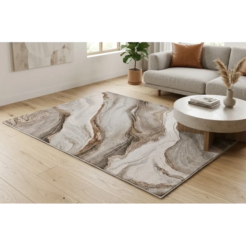 Dywan marmur beżowy + brąz