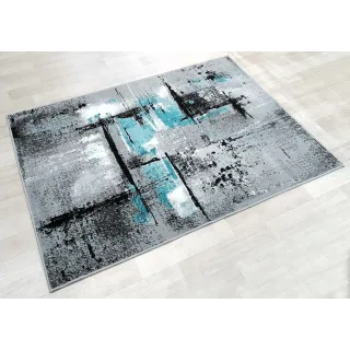 Dywan szary z turkusem