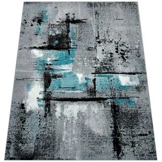 Dywan szary z turkusem