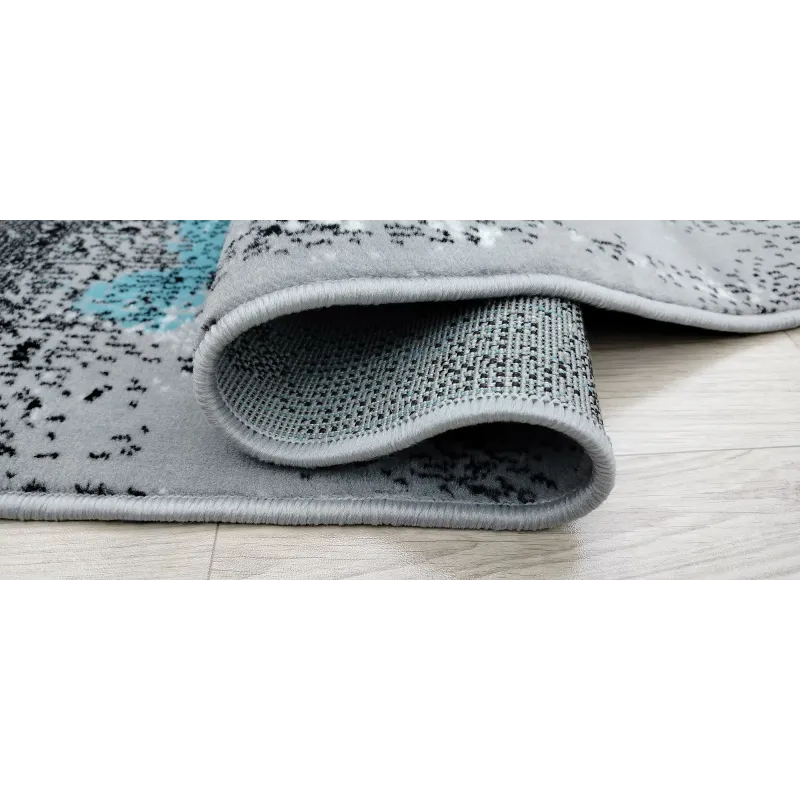 Dywan szary z turkusem