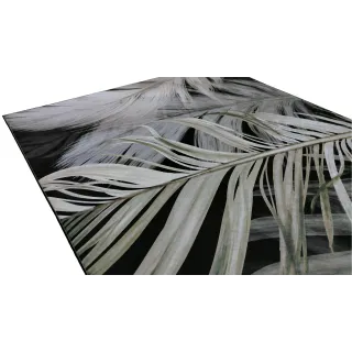 Dywan antypoślizgowy liście beżowy czarny