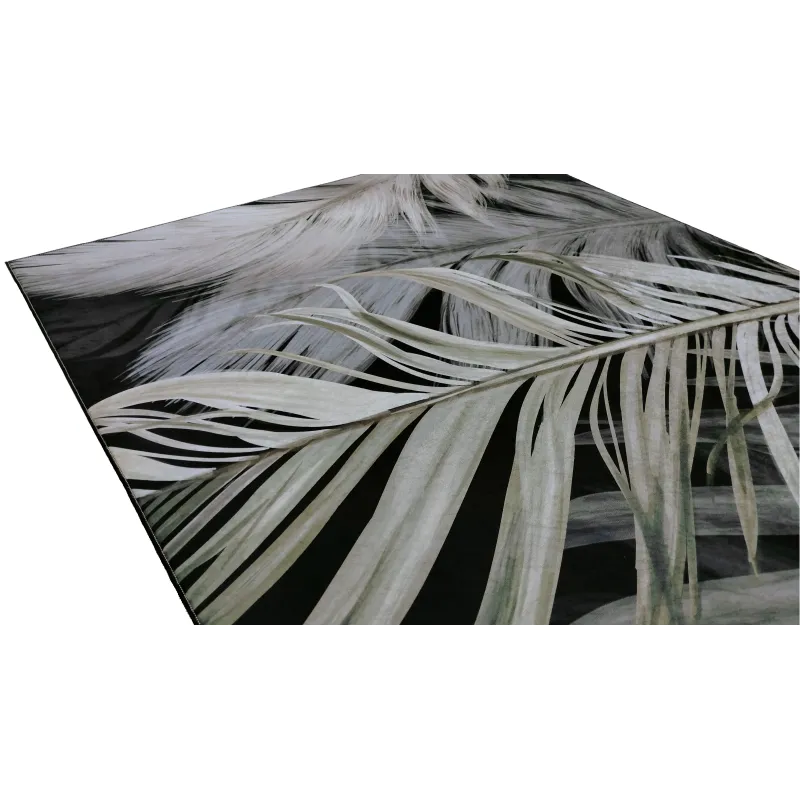 Dywan antypoślizgowy liście beżowy czarny