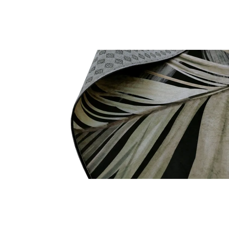 Dywan antypoślizgowy liście beżowy czarny