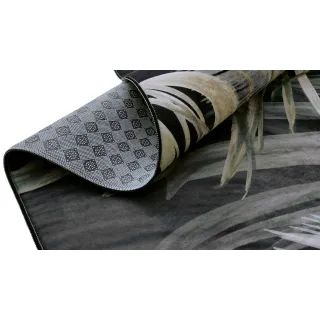 Dywan antypoślizgowy liście beżowy czarny