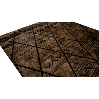 Dywan brązowy antypoślizgowy z azteckim wzorem