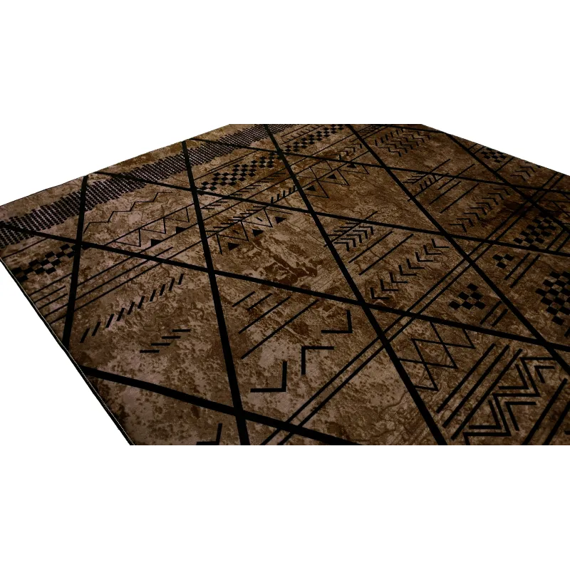 Dywan brązowy antypoślizgowy z azteckim wzorem