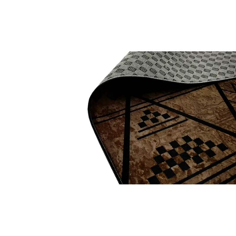 Dywan brązowy antypoślizgowy z azteckim wzorem